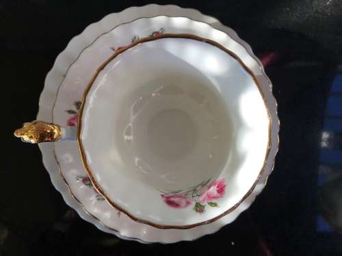 Rare Vintage Royal Albert Bone China England Pattern no 4365  Pastel Pink Rose Trio c1960s display