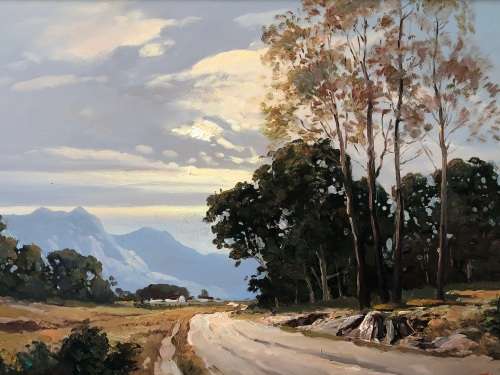 INVESTMENT ART !! TITTA FASCIOTTI (SA 1927-1993) STUNNING OIL ON BOARD LANDSCAPE - SIGNED AND FRAMED