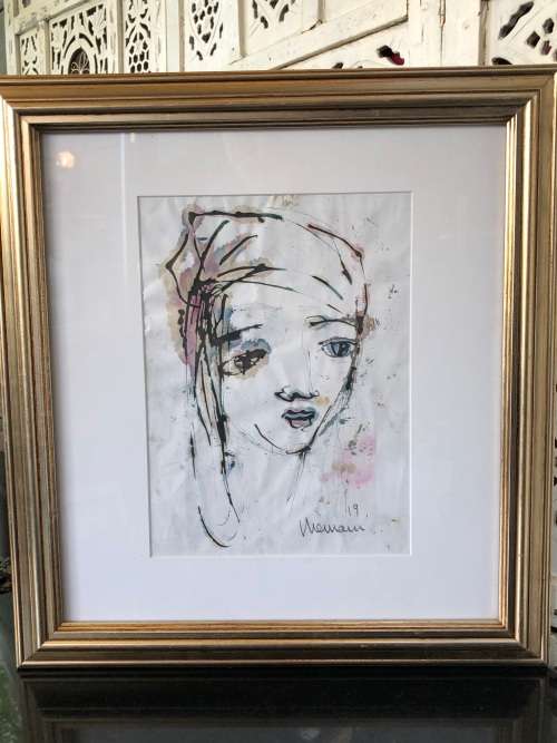 INVESTMENT ART~ HENNIE NIEMANN SNR (1941 - ) FRAMED MIXED MEDIA ON PAPER -  2019