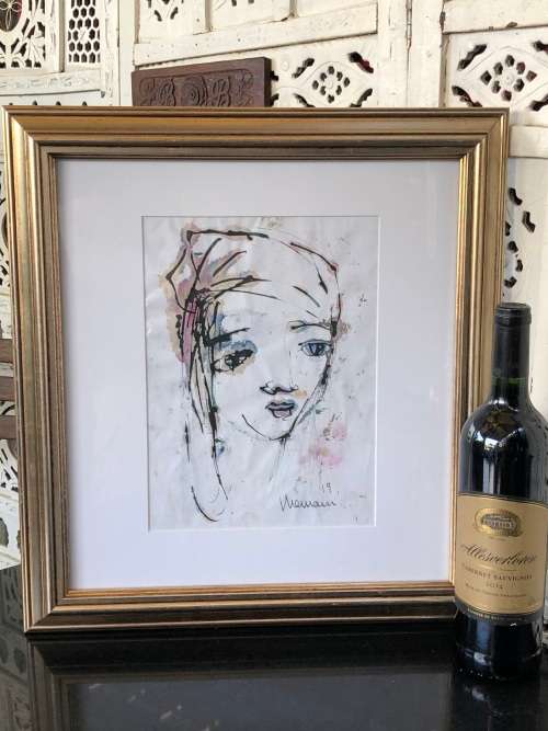 INVESTMENT ART~ HENNIE NIEMANN SNR (1941 - ) FRAMED MIXED MEDIA ON PAPER -  2019