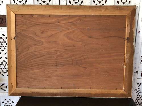 WOW !! FANTASTIC FRAMED OIL ON PLYWOOD PANEL LANDSCAPE PAINTING BY B.H. SMITH - LARGE VINTAGE FRAME