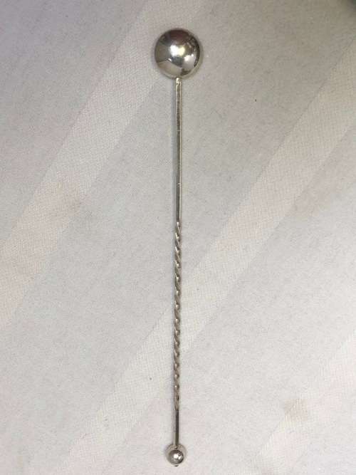 WOW !! AWESOME FIND - STERLING SILVER BARLEY TWIST COCKTAIL STIRRER - CLEARLY MARKED HL 925 - 24.22g