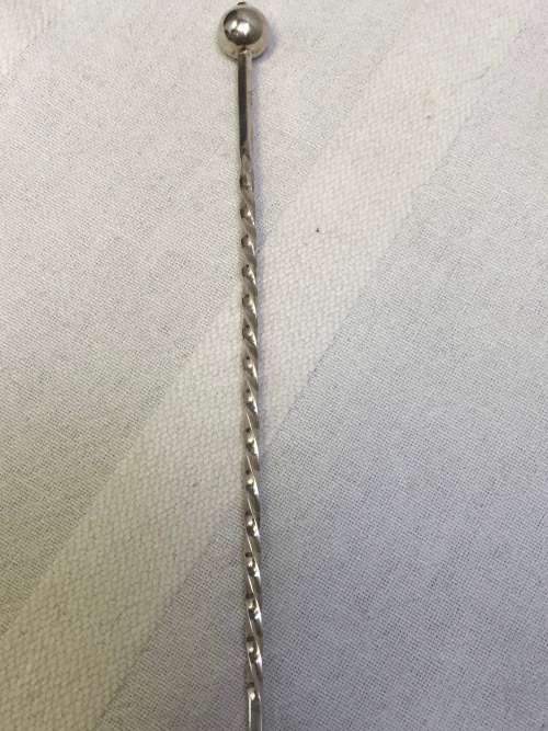 WOW !! AWESOME FIND - STERLING SILVER BARLEY TWIST COCKTAIL STIRRER - CLEARLY MARKED HL 925 - 24.22g