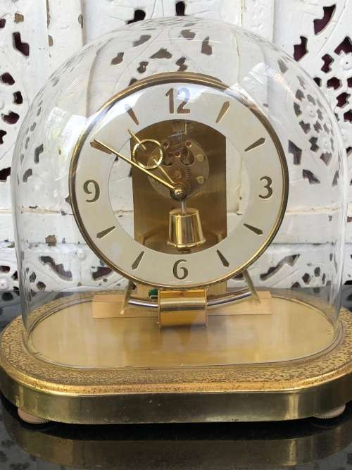 GERMAN MADE CARDINAL ELECTRONIC MYSTERY IMPULSE GLASS DOME ANNIVERSARY MANTEL CLOCK