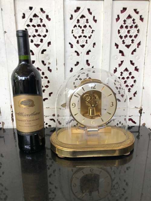 GERMAN MADE CARDINAL ELECTRONIC MYSTERY IMPULSE GLASS DOME ANNIVERSARY MANTEL CLOCK