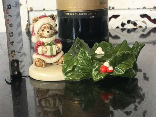 Vintage Japanese Marked Otagiri Hand Crafted Japan Christmas Bear & Leaf Mint Dish