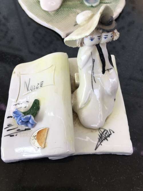 Lot Of 4 Signed Italian Vintage Pottery Art Ornaments