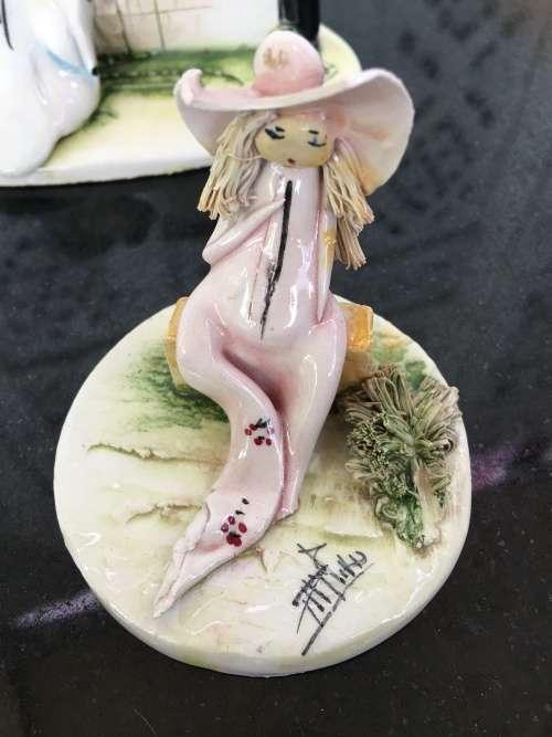 Lot Of 4 Signed Italian Vintage Pottery Art Ornaments