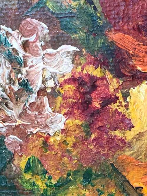 WOW !!! STUNNING LITTLE OIL ON BOARD STILL LIFE PAINTING SIGNED L.C.R - FRAMED