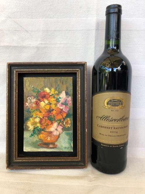 WOW !!! STUNNING LITTLE OIL ON BOARD STILL LIFE PAINTING SIGNED L.C.R - FRAMED