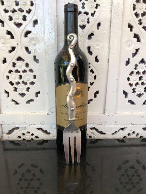 WOW !!! CARROL BOYES FUNCTIONAL ART !!! SPOTTED WAVE SERVING FORK - CLEARLY MARKED