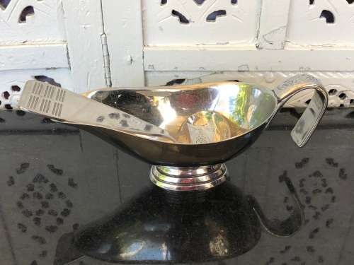 WOW !!! CARROL BOYES FUNCTIONAL ART !!! STAINLESS GRAVY BOAT AND MATCHING LADLE - CLEARLY MARKED