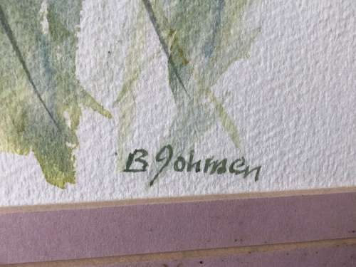 WOW !! BEAUTIFUL WATERCOLOUR PAINTING STILL LIFE FLOWERS BY BERYL JOHNSEN - WELL FRAMED BEHIND GLASS