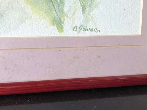 WOW !! BEAUTIFUL WATERCOLOUR PAINTING STILL LIFE FLOWERS BY BERYL JOHNSEN - WELL FRAMED BEHIND GLASS