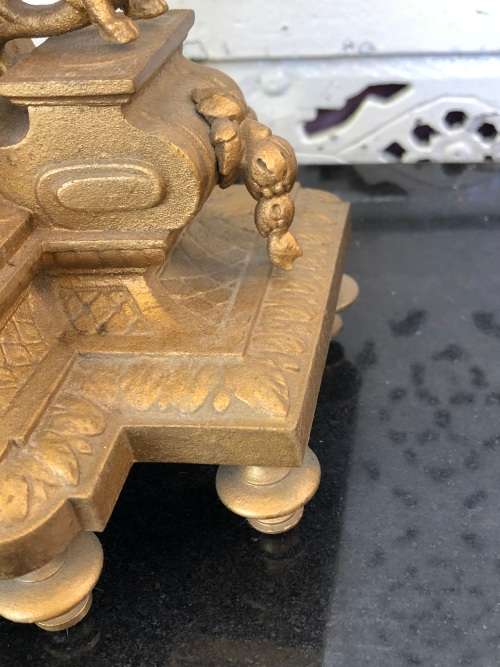 WOW !!! JAPY FRERES FRENCH MANTLE CLOCK WITH SEVRES PORCELAIN PANELS - RUNS BUT STOPS