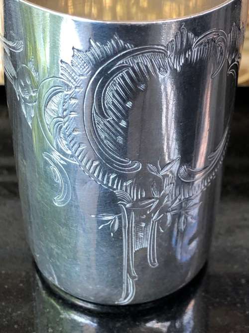 WOW !!! RUSSIAN HALLMARKED SILVER KIDDUSH CUP - MOSCOW MARKING (1846) AND AK STAMPED GOLDSMITH