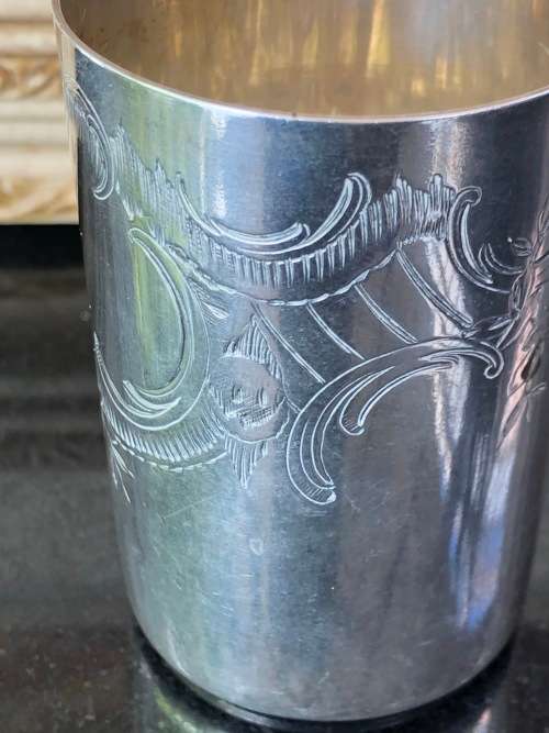 WOW !!! RUSSIAN HALLMARKED SILVER KIDDUSH CUP - MOSCOW MARKING (1846) AND AK STAMPED GOLDSMITH