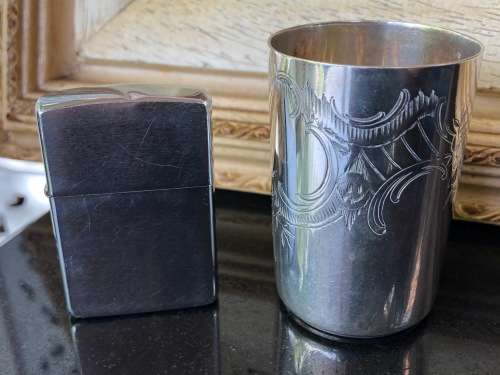 WOW !!! RUSSIAN HALLMARKED SILVER KIDDUSH CUP - MOSCOW MARKING (1846) AND AK STAMPED GOLDSMITH