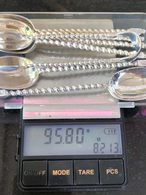 Charles Boyton & Sons Silver Sheffield Hallmarked Set Barley Twist Tea Spoons & Sugar Nips 95.8g