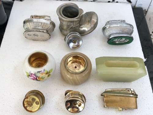 NICE LARGE JOB LOT OF VINTAGE TABLE LIGHTERS - UN TESTED CONDITION - RONSON AND OTHERS