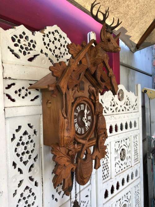 HUGE GERMAN REGULA HUNTING THEME CUCKOO CLOCK - COMPLETE - WORKING