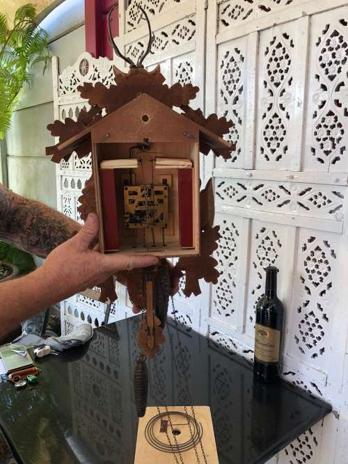 HUGE GERMAN REGULA HUNTING THEME CUCKOO CLOCK - COMPLETE - WORKING