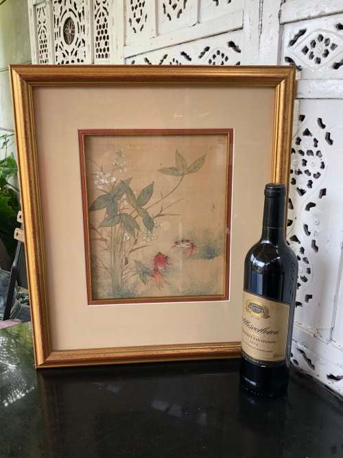 ABSOLUTELY STUNNING ORIGINAL CHINESE PAINTING OF GOLDFISH ON SILK - SIGNED AND WELL FRAMED