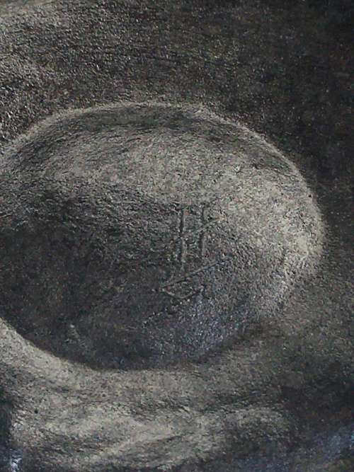 Old Resin Carved Eastern Female Deity. Signed on back lower dress and  inside under base 28cm