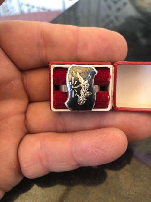 STUNNING STERLING SILVER SIAMESE ENAMEL RING - AUTO ADJUSTABLE - FITS ALL SIZES - 4.14g