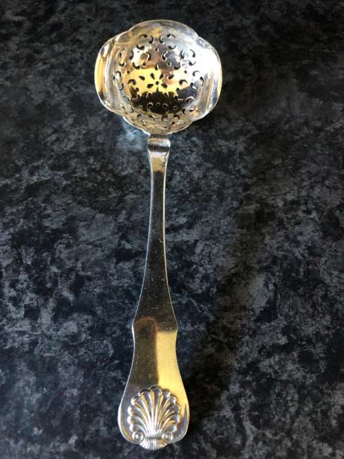 STUNNING DAVID ANDERSON (1843 - 1901) NORWEGIAN 830 SILVER SUGAR CASTER SPOON - 43g