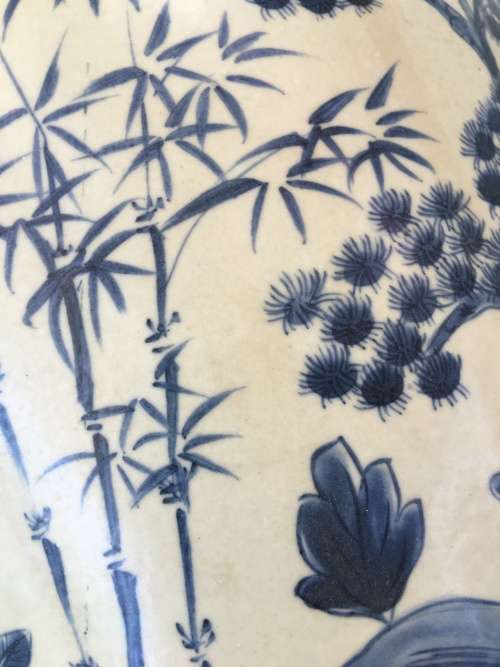 Chinese Signed Meiping Vase Blue and White Underglaze Hand Painted