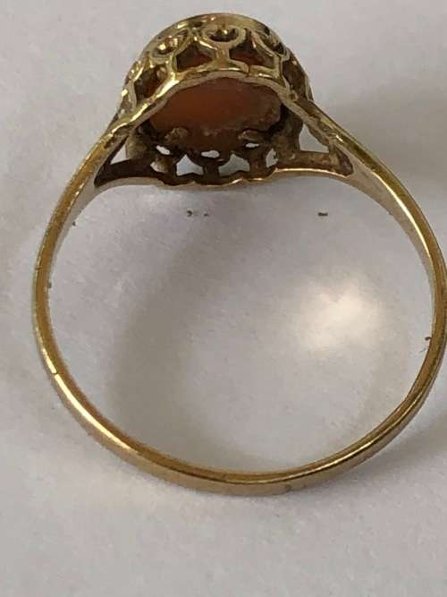 9ct VINTAGE YELLOW GOLD CAMEO RING - 1.37g WEIGHT - SIZE L1/2 - HALLMARKED LONDON
