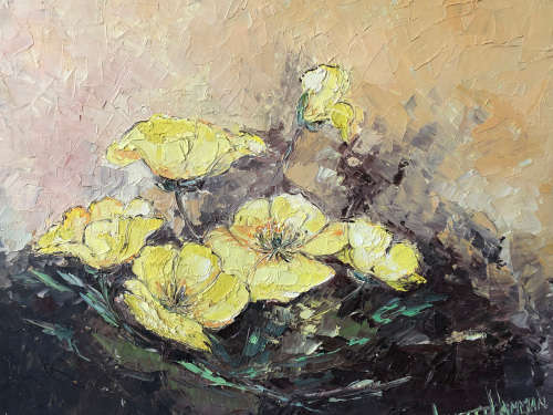 INVESTMENT ART !!! LYNETTE HAMMAN (SA 1941-2011) LARGE FRAMED OIL ON BOARD STILL LIFE OF FLOWERS