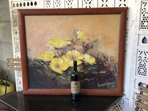 INVESTMENT ART !!! LYNETTE HAMMAN (SA 1941-2011) LARGE FRAMED OIL ON BOARD STILL LIFE OF FLOWERS