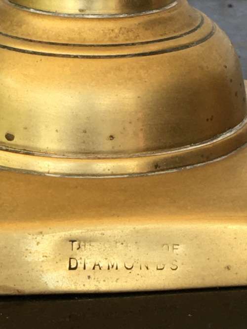 Collectible Historic Pare Victorian `The Queen of Diamonds` Tarnished Brass \Copper Candle Lamps.