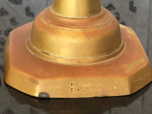 Collectible Historic Pare Victorian `The Queen of Diamonds` Tarnished Brass \Copper Candle Lamps.