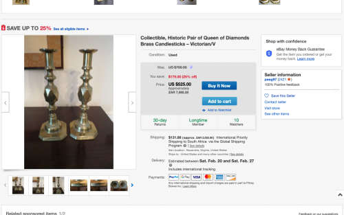 Collectible Historic Pare Victorian `The Queen of Diamonds` Tarnished Brass \Copper Candle Lamps.