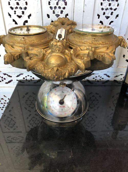 WOW !!! AMAZING BRONZE PIECE - STUNNING HANGING HEAVY VICTORIAN JAPY FRERE CLOCK AND WEATHER STATION