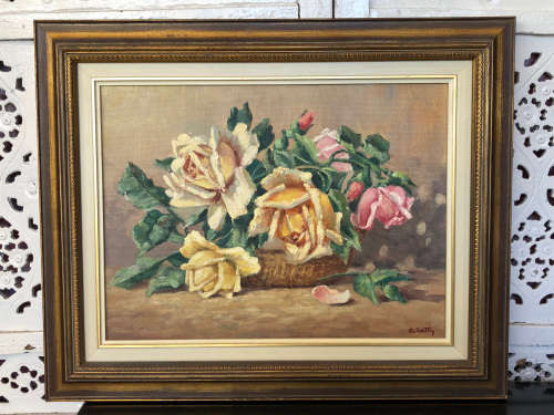 INVESTMENT ART !!! GIUSEPPE CATTY (CATARUZZA)  (SA 1914 - 1994) OIL ON CANVAS BOARD - AWESOME FRAME