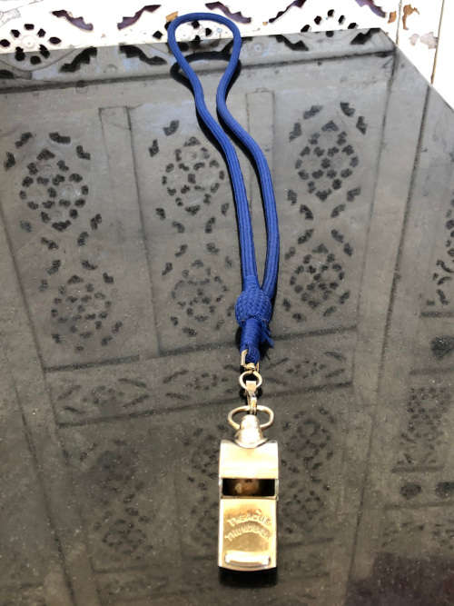 WOW !!! RARE 1940 ACME THUNDERER POLICE WHISTLE - ON A CUSTOM MADE LANYARD - J. HUDSON and Co