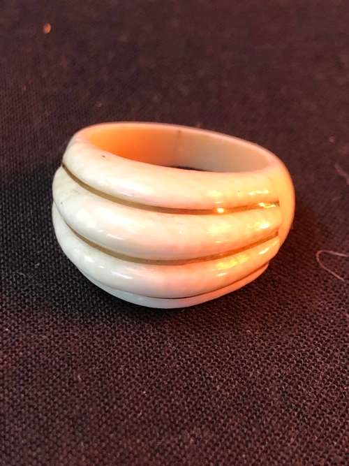 BEAUTIFUL 14ct GOLD INLAID RING - RING IS MADE FROM AN ANIMAL PRODUCT - NOT FOR EXPORT