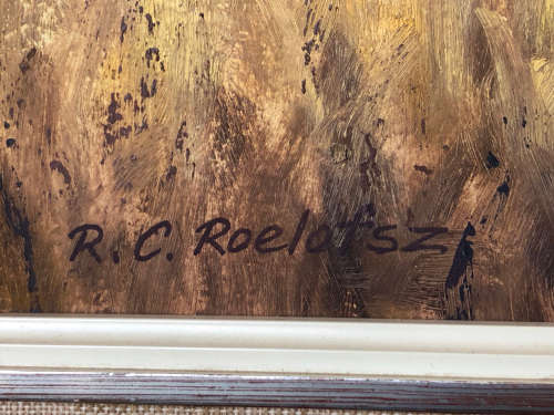 INVESTMENT ART !!!! ROLAND C. ROELOFSZ (SA) HUGE FRAMED OIL ON BOARD LANDSCAPE PAINTING