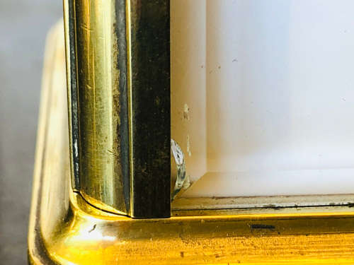 WOW !!! ANTIQUE FRENCH BRASS AND GLASS CARRIAGE CLOCK - NEEDS A SERVICE