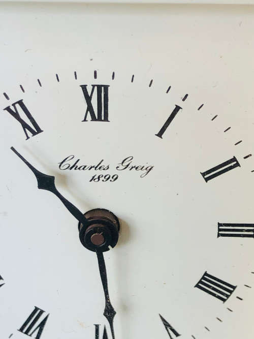 HEAVY BRASS QUARTZ CARRIAGE CLOCK - CHARLES GREIG 1899 - MADE IN ENGLAND