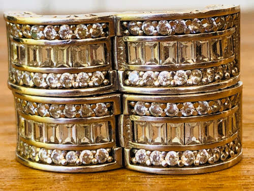 WOW !!! STUNNING PAIR OF BVLGARI STERLING SILVER EARRINGS WITH BUQUETTE CUBIC ZIRCONIA - 10.15g