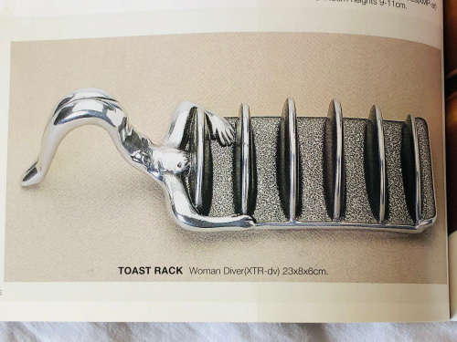 CARROL BOYES FUNCTIONAL ART !!! WOMAN DIVER PATTERN TOAST RACK - EXCELLENT CONDITION