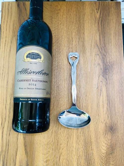 CARROL BOYES FUNCTIONAL ART !!! HANGING WAVE PATTERN SAUCE SPOON - 18/8 STAINLESS STEEL