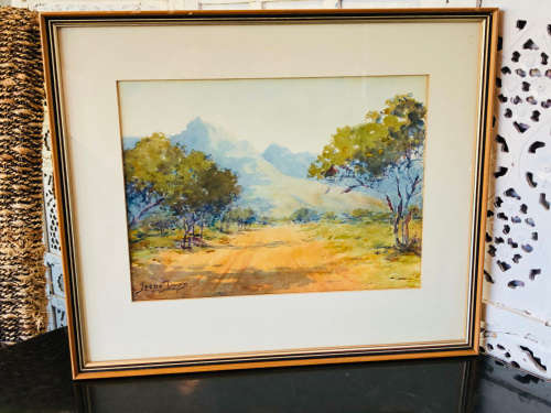 WOW !!! IRENE DYER (SA 1890 - 1954) STUNNING FRAMED WATERCOLOUR LANDSCAPE PAINTING