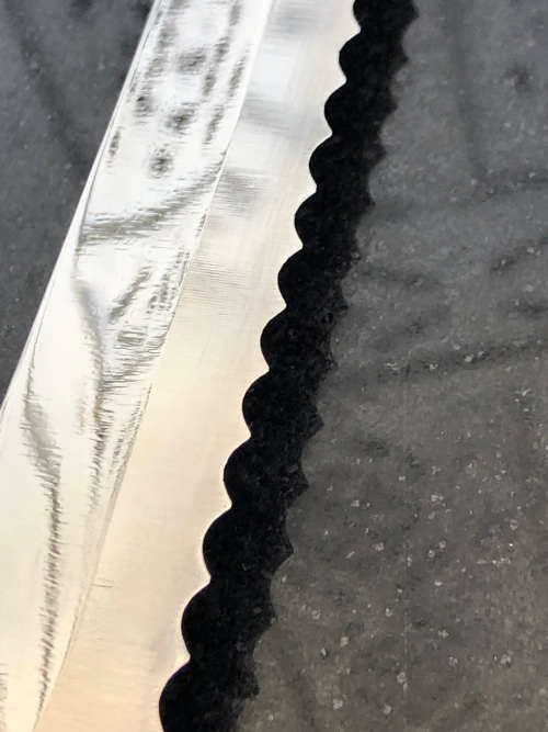 CARROL BOYES (1954 - 2019) TORCH PATTERN LARGE EVER-SHARP BREAD KNIFE -  FUNCTIONAL ART