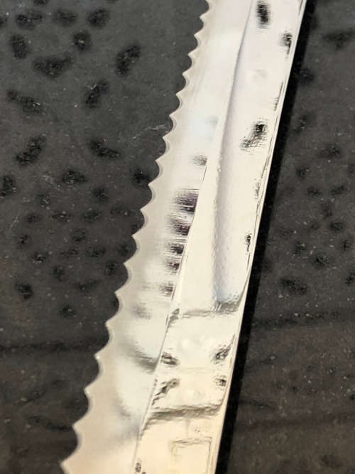 CARROL BOYES (1954 - 2019) TORCH PATTERN LARGE EVER-SHARP BREAD KNIFE -  FUNCTIONAL ART